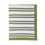 Flat lay view of the Knitted Chenille Blanket in Sage Stripes, showing the full green and white striped pattern and solid sage green border.