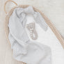 Cotton Muslin Swaddle Grey Stripe w/ Bentley Bear