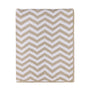 Flat lay view of the Knitted Chenille Blanket in Taupe Chevron, showing the full classic neutral taupe and white zig-zag chevron pattern.