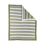 Folded corner of a Sage Stripes Knitted Chenille Blanket against a clean white background, showcasing the soft knit texture on both sides.