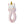Studio shot of the "Kenzie Unicorn" cotton knitted baby ring rattle, featuring a soft cream and pastel pink unicorn head with embroidered sleeping eyes, a stitched smile, pink inner ears, a metallic gold knit horn, and an attached circular ring grip handle split with light pink and white stripes on one side.